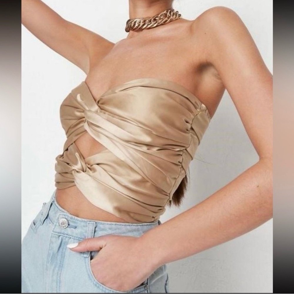 Missguided satin twist tube top